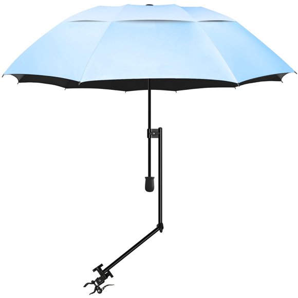 Sombrilla de playa XLINGZA UPF 50+ con pinza ajustable, color azul