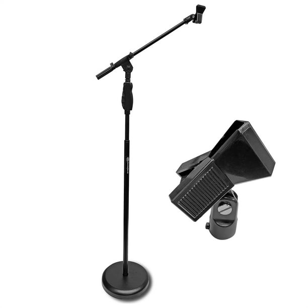 AxcessAbles MS201RB Round Base Microphone Stand with Boom, Height
