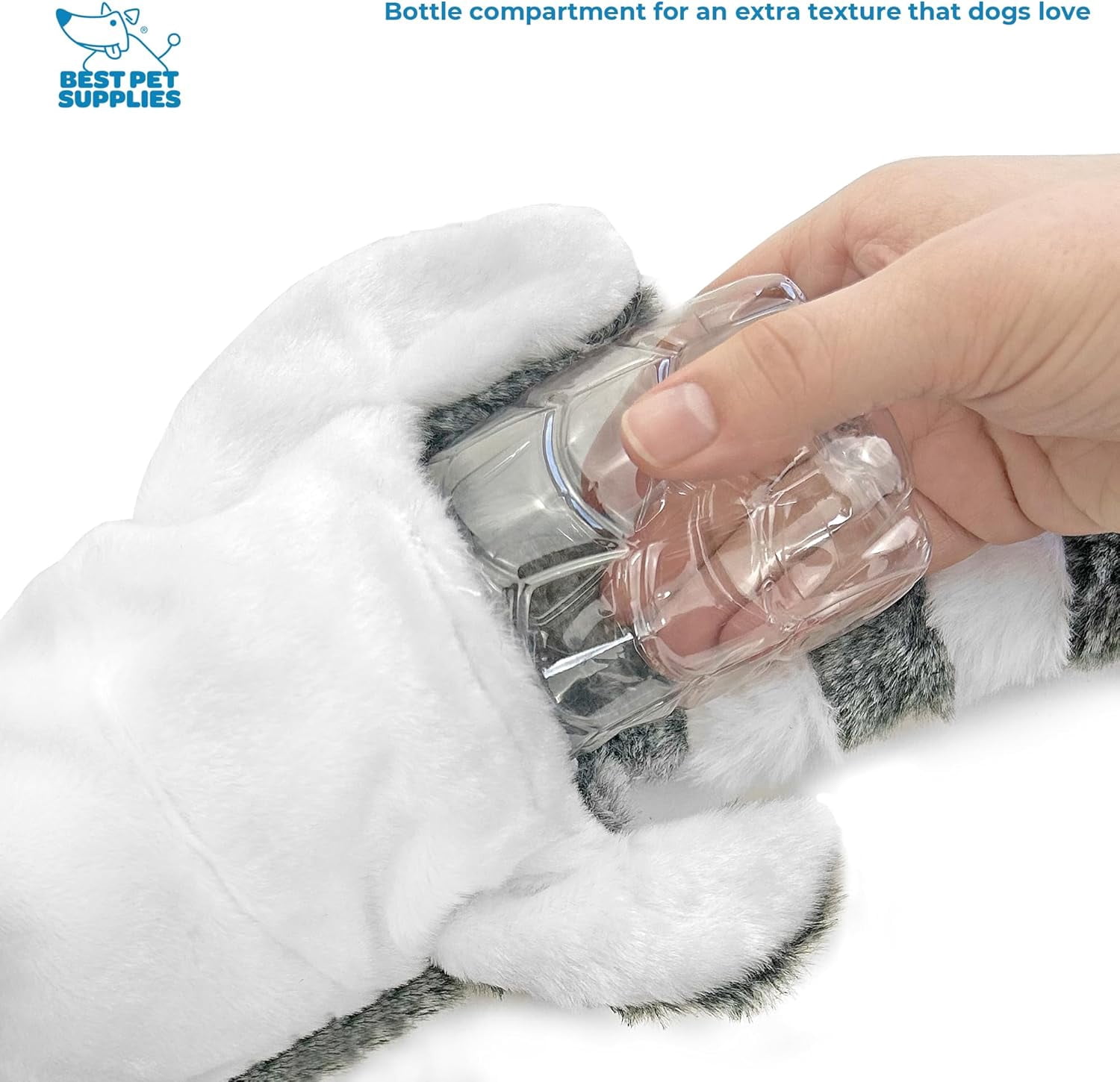 Best Pet Supplies 2-in-1 Stuffless Squeaky Dog Toys with Soft, Durable Fabric for Small, Medium, and Large Pets, No Stuffing for Indoor Play, Holds a Plastic Bottle - Fox, Raccoon, Medium