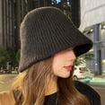thumbnail image 2 of CoCopeanut 2022 Bucket Hats Women Knitting Winter Windproof Outdoor Campaniform Streetwear Cozy Simple Korean Style New Arrival Caps Femme, 2 of 6