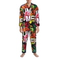 thumbnail image 3 of Fotbe Summer Birds and Flowers Pattern Long Sleeve Pajama Set for Men,Sleepwear Set,2-piece Loungewear Set,Soft PJs Comfy Nightwear with Pockets-Small, 3 of 7