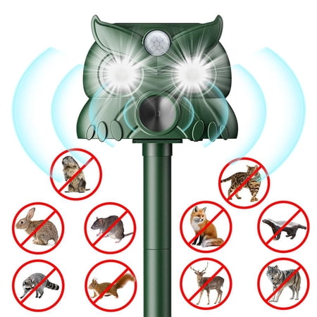 1-Pack Solar Animal Drive-off Device with Lights, Dual Charging Options & All-Weather Durability, Outdoor Deterrent for Garden, Yard & Farm