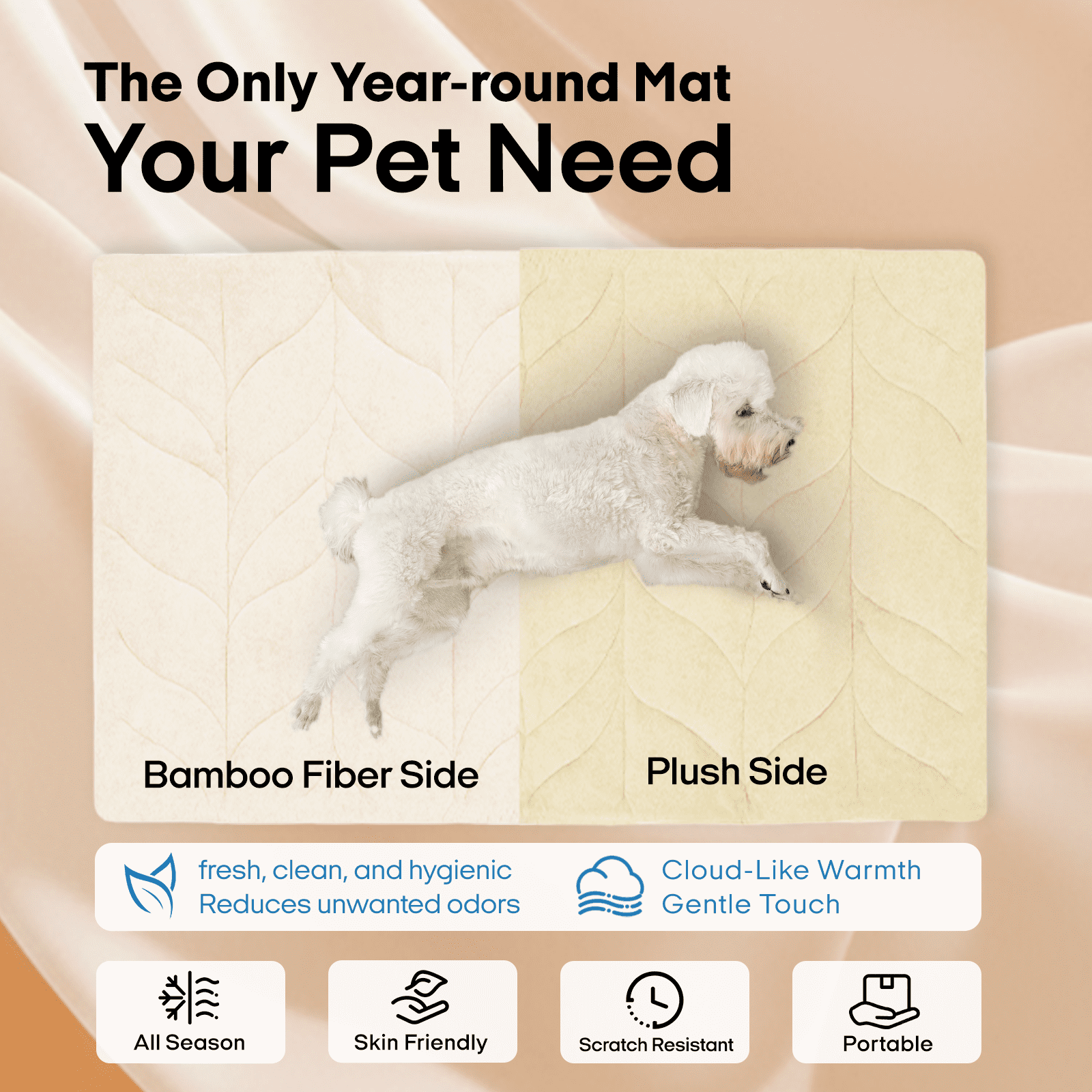 Vagascape Cooling Pet Mat – All-Season Cooling Pad for Dogs & Cats, Washable Crate Bed, Large