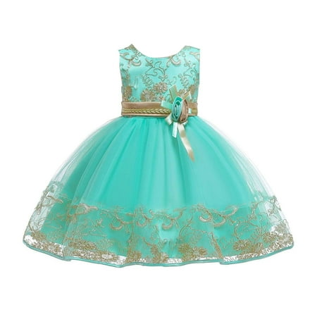 

GWAABD Girls Dresses Green Polyester 2023 New Children s Dress Lace Wedding Skirt Princess Dress Attended The Party to Attend The Event Elegant and Sweet 120