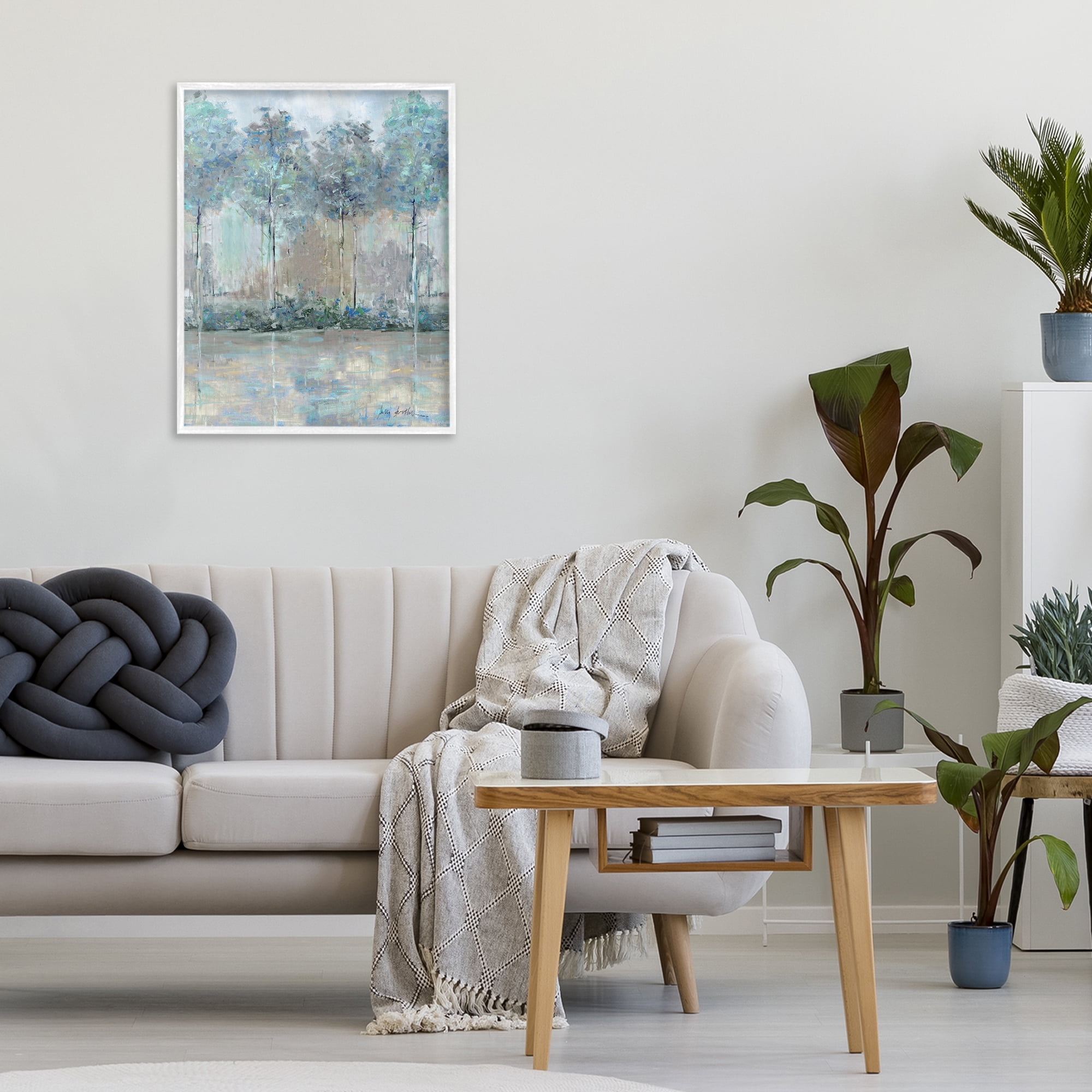 Stupell Industries Subdued Impression of Trees White Framed Giclee Art, design by Sally Swatland