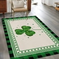 thumbnail image 2 of Area Rugs for Living Room Bedroom, St. Patrick's Day 4'x6' Rug Washable Carpet Runner Indoor Outdoor, Green Shamrock Plaid Beige Spring Non Slip Accent Floor Mats Rug for Kitchen, Office, 2 of 8
