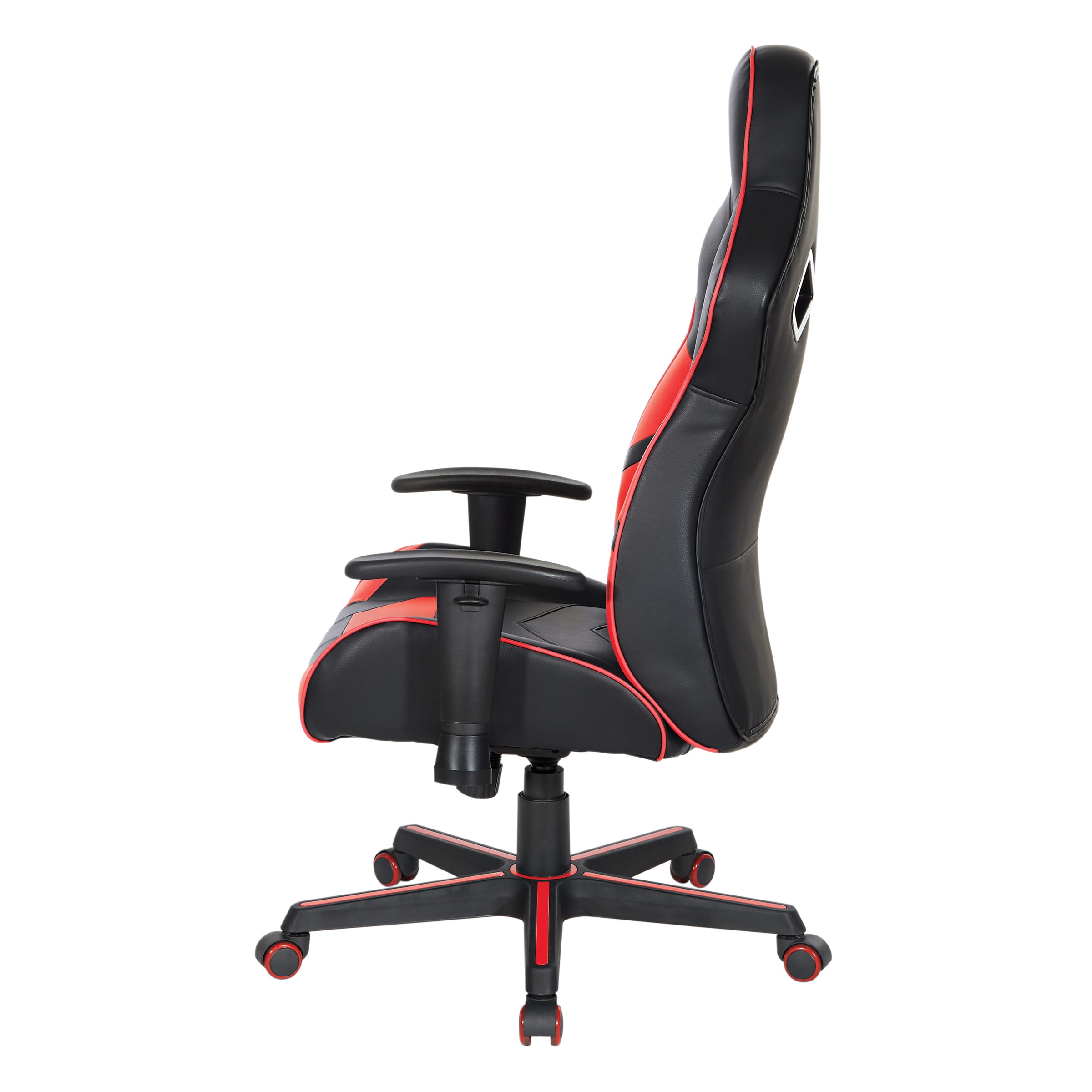 Vapor Gaming Chair in Black Faux Leather with Red Accents