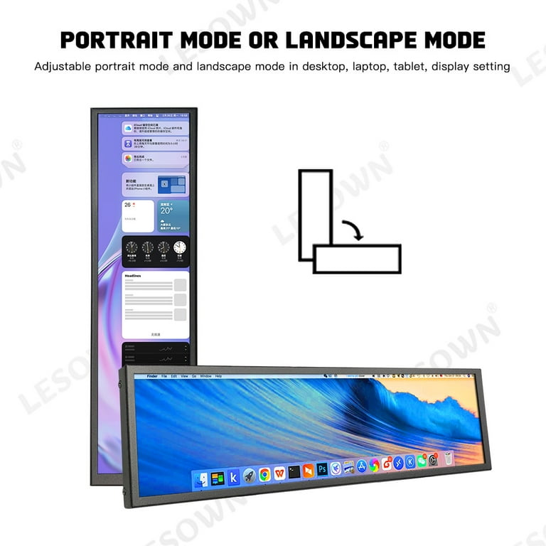 LESOWN 8.8-inch Additional Stretched Screen USB-C HDMI Monitor