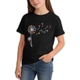 thumbnail image 4 of ITSAME Girls T-Shirts, Cotton Lightweight Round Neck Kids Casual Fashion Graphic Tee for Summer Black Size 6-8T, 4 of 5