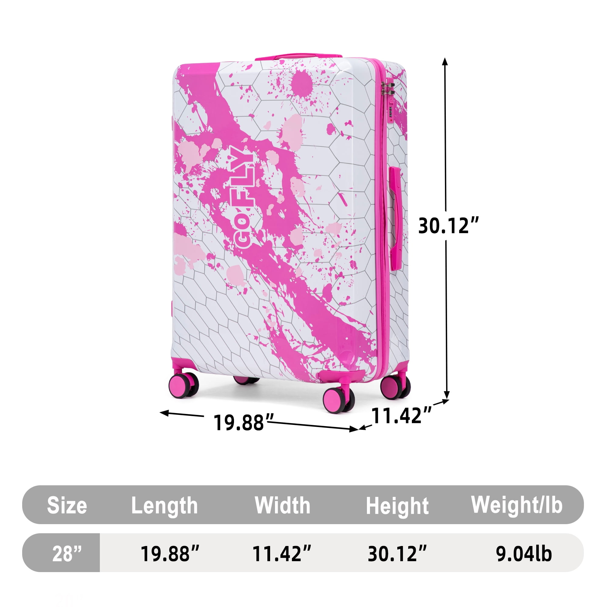 Alvantor 28" Luggage Hardside Suitcase With Spinner Wheels,Lightweight Luggage with TSA Lock Pink
