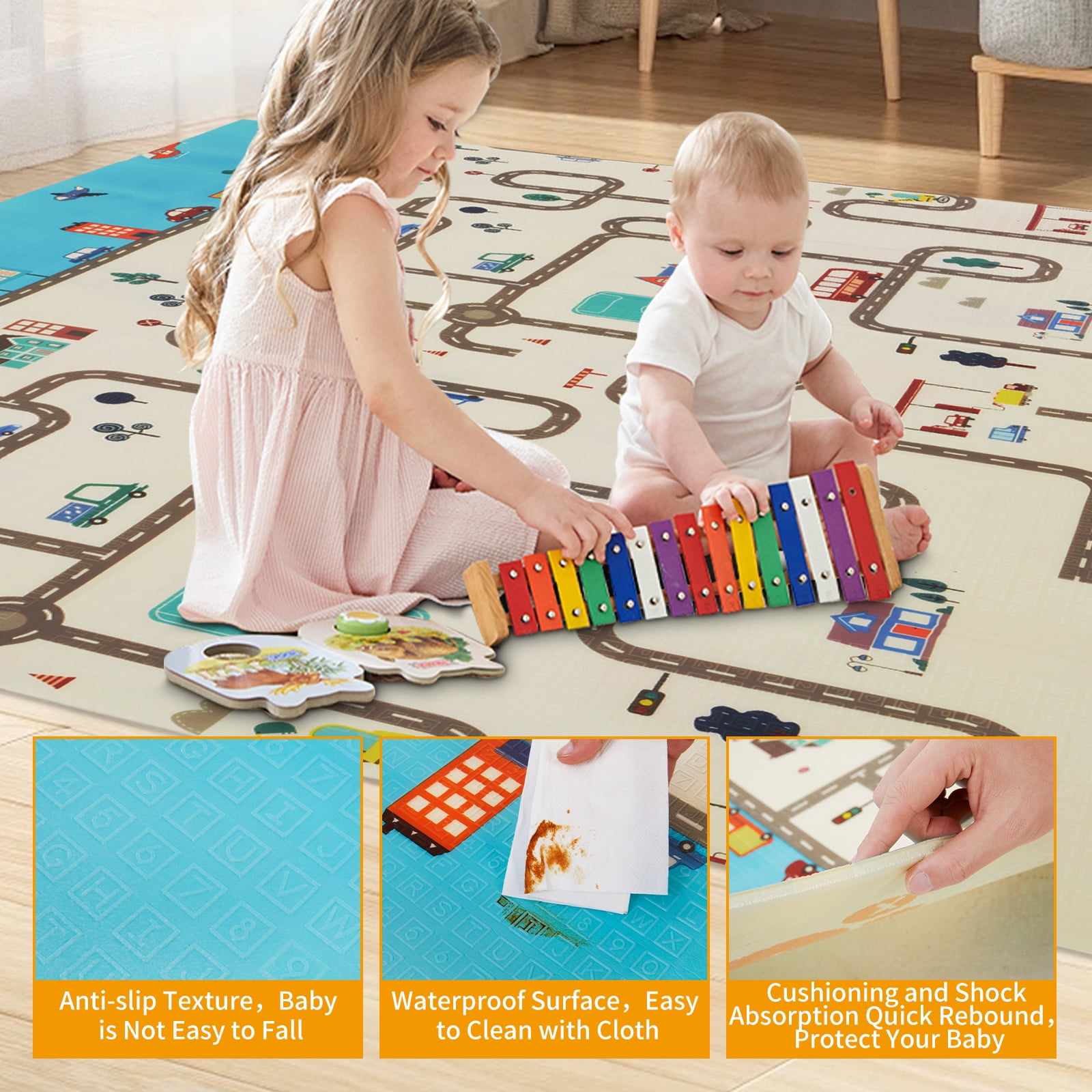 "XDMTWLKJ 47""x47"" Large Baby Playpen with Safety Mat for Kids, Boys, Girls, Toddler, Infant Play Yard Fence"