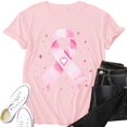 thumbnail image 4 of IMENGL Short Sleeve Top for Womens Basic Ribbon Breast Cancer Awareness Heart Star Print Neck Tee Casual Loose Women's Short Sleeve T Shirt,M-XXXL, 4 of 4