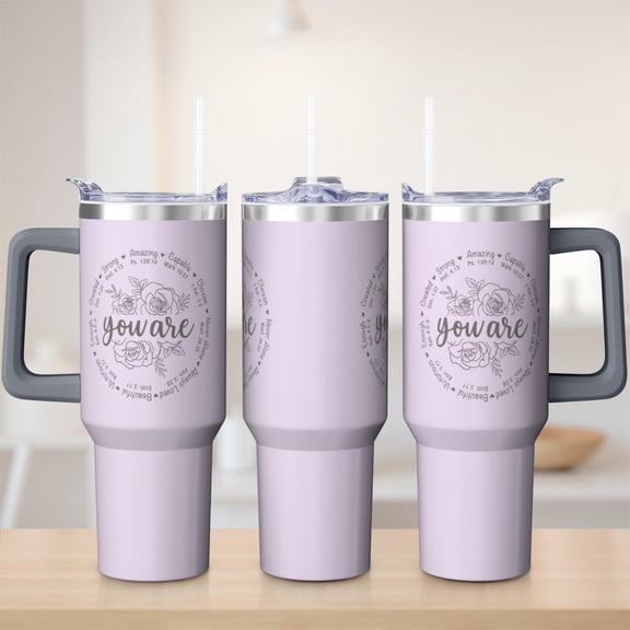 Cute christianity tumbler 40 oz tumbler with handle and straw 304 stainless steel travel cup coffee mug water bottle suitable as a gifts for women christian gifts