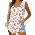 thumbnail image 2 of JingHai Floral Tank Tops for Women Plus Size 2024 Small Floral Print Summer Fashion Sleeveless T-Shirt with Square Collar Wide Suspenders Vest Trendy Loose Slim Tunic Flowy Top/Shirt Pink XL, 2 of 6