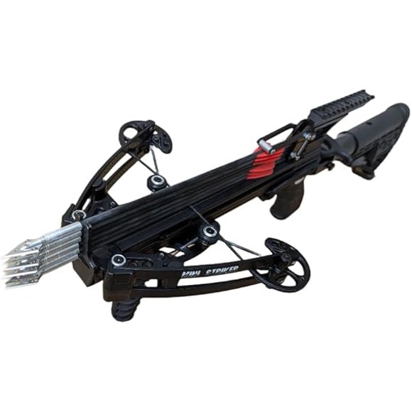 Mini Striker Self-Loading Repeating Crossbow, 125 lbs, Magazine, Detachable Buttstock, Broadhead and Target Practice Bolts