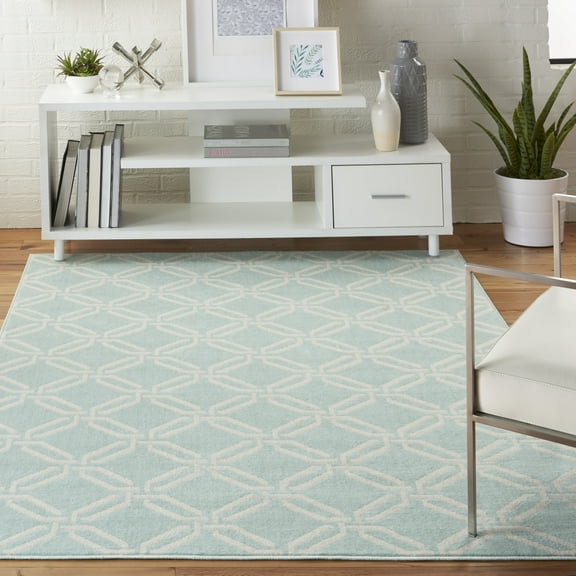 Nourison Jubilant Trellis Green 5'3" x 7'3" Area Rug, (5x7)