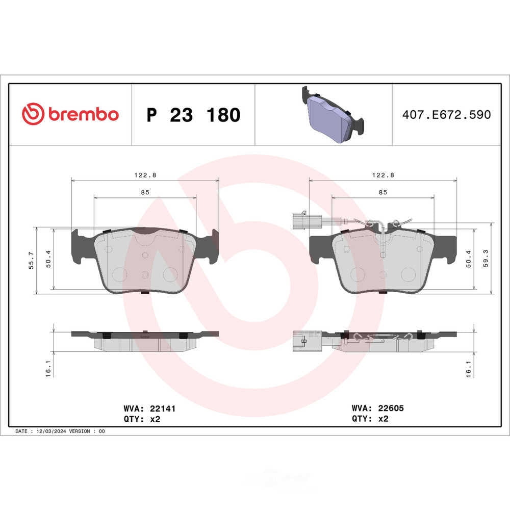 Brembo P23180 PRIME Low-Met Brake Pad Set