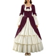 thumbnail image 2 of Ynynloco Women's Renaissance Medieval Costume Victorian Dress Long Sleeve Boho Midi Dress Vintage Square Neck Tiered Ruffle Flowy Pockets Dress, 2 of 7
