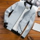 thumbnail image 3 of Chaquetas Hanzidakd para hombre, abrigos de invierno y otoño, manga larga, color liso, cuello alto, bolsillo con cremallera completa, ligeras, gabardinas holgadas, cárdigan informal, tops, gris, XXL, 3 of 3