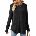 thumbnail image 4 of Usmixi Winter Sweater for Women Knitted Pullover Tops for Women Loose Casual Round Neck Thin Lightweight Sweater Tunic Casual Solid Sweater Fall Long Sleeve Tops 2023, 4 of 4
