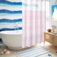 thumbnail image 6 of No Hook Shower Curtain, Buffalo Plaid Shower Curtains for Bathroom with See Through Top Window, Pale Pink Farmhouse Gingham Striped Waterproof & Washable Bath Curtain Small Stall 36"x78", 6 of 9