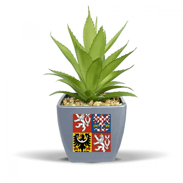 Czech National Emblem Country Fake Pineapple Flower Pot Vase Mini Decor