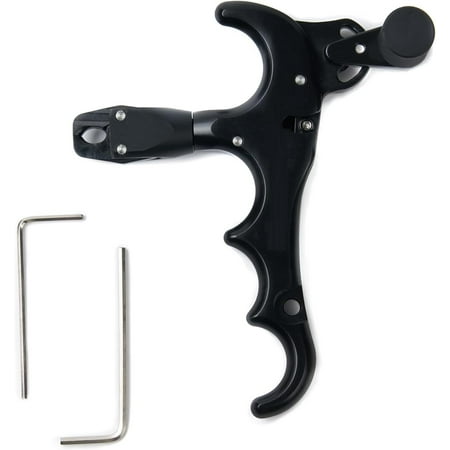 PEAKTREND Compound Bow Aid Releaser,Adjustable Can Rotate 360° Thumb Release Bow Aluminum Alloy Aids,Archery Release Aids-Black