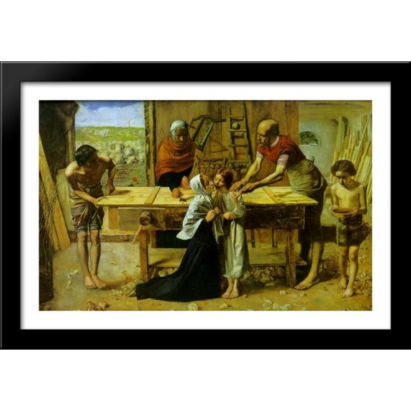 Christ in the House of His Parents 40x26 Large Black Wood Framed Print Art by John Everett Millais