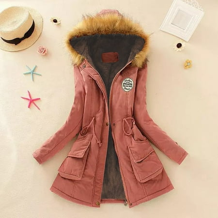 Awdenio Womens Tops Clearance, Winter Womens Warm Coat Hooded Jacket Slim Winter Outwear Coats On Sale