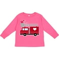 thumbnail image 3 of Inktastic Valentine's Day Red Firetruck with Pink Hearts Boys or Girls Long Sleeve Toddler T-Shirt, 3 of 5