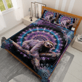 thumbnail image 2 of Lotusprinthandmade Cute Sloth Quilt Bedding Set (White Binding) 5 Sizes (Made in Vietnam) (55x60), Sloth-Themed Quilt Bedspread, Cozy Sloth Comforter Set, 2 of 5