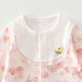 thumbnail image 6 of UYYX Baby Clothes For Girls Baby Girls Floral Collar Sleeve Romper Full Snap Crotch Thin Knit Long Sleeve Spring Picnic Outfit(12-18 Months,Pink), 6 of 7