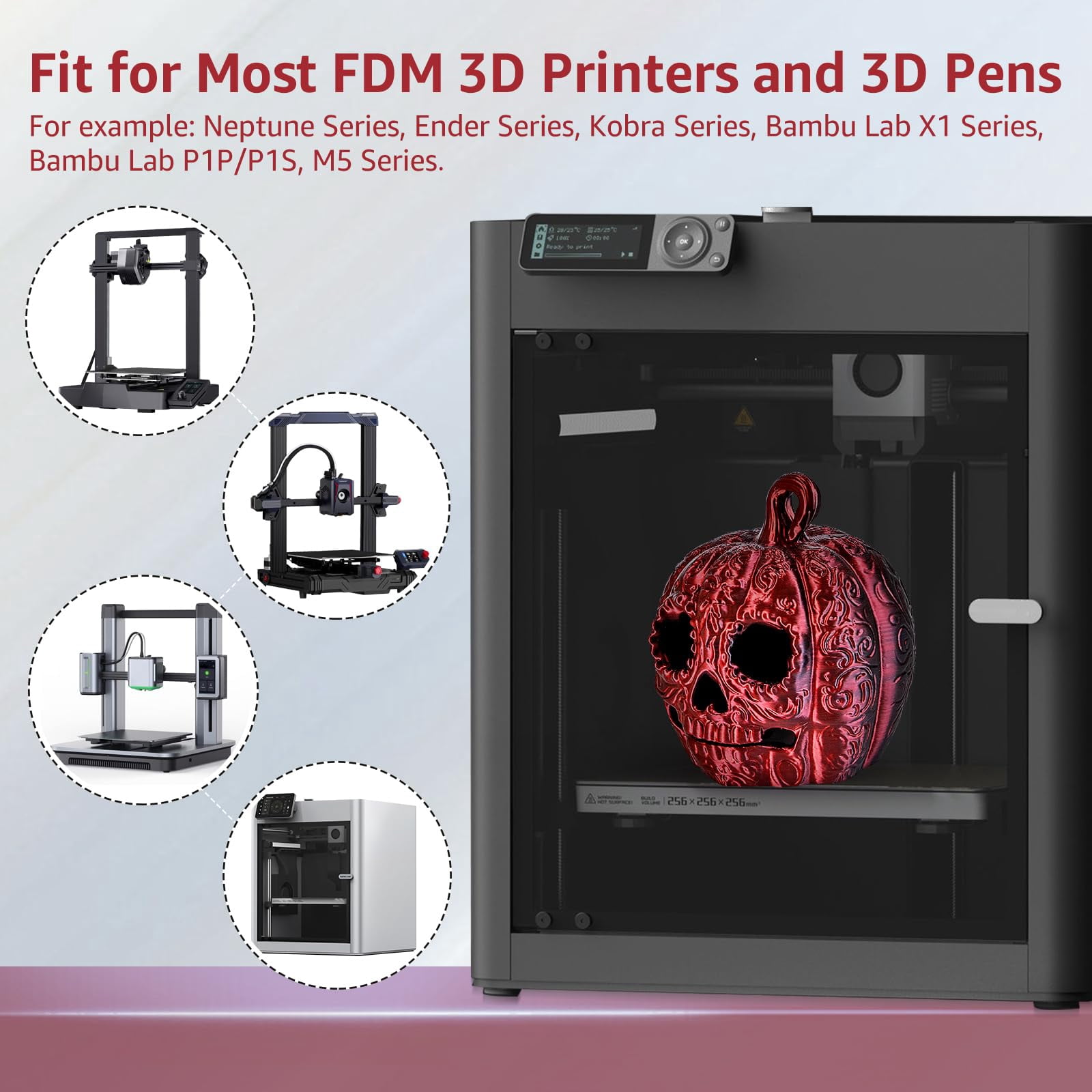 BIOMYL PLA 3D Printer Filament, PLA Filament 1.75mm Dual Black/Red Color Filament Silk PLA, 1kg Spool, Accuracy +/- 0.03mm