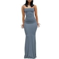 thumbnail image 2 of Idoravan Womens Sleeveless Dresses Sexy Women's Fashion Sexy Sleeveless Solid Round Neck Camies Ladies Vest Long Dress, 2 of 6