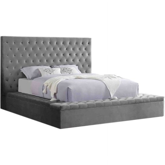 Best Master Furniture Cierra Fabric Platform Queen Bed with Storage in Gray