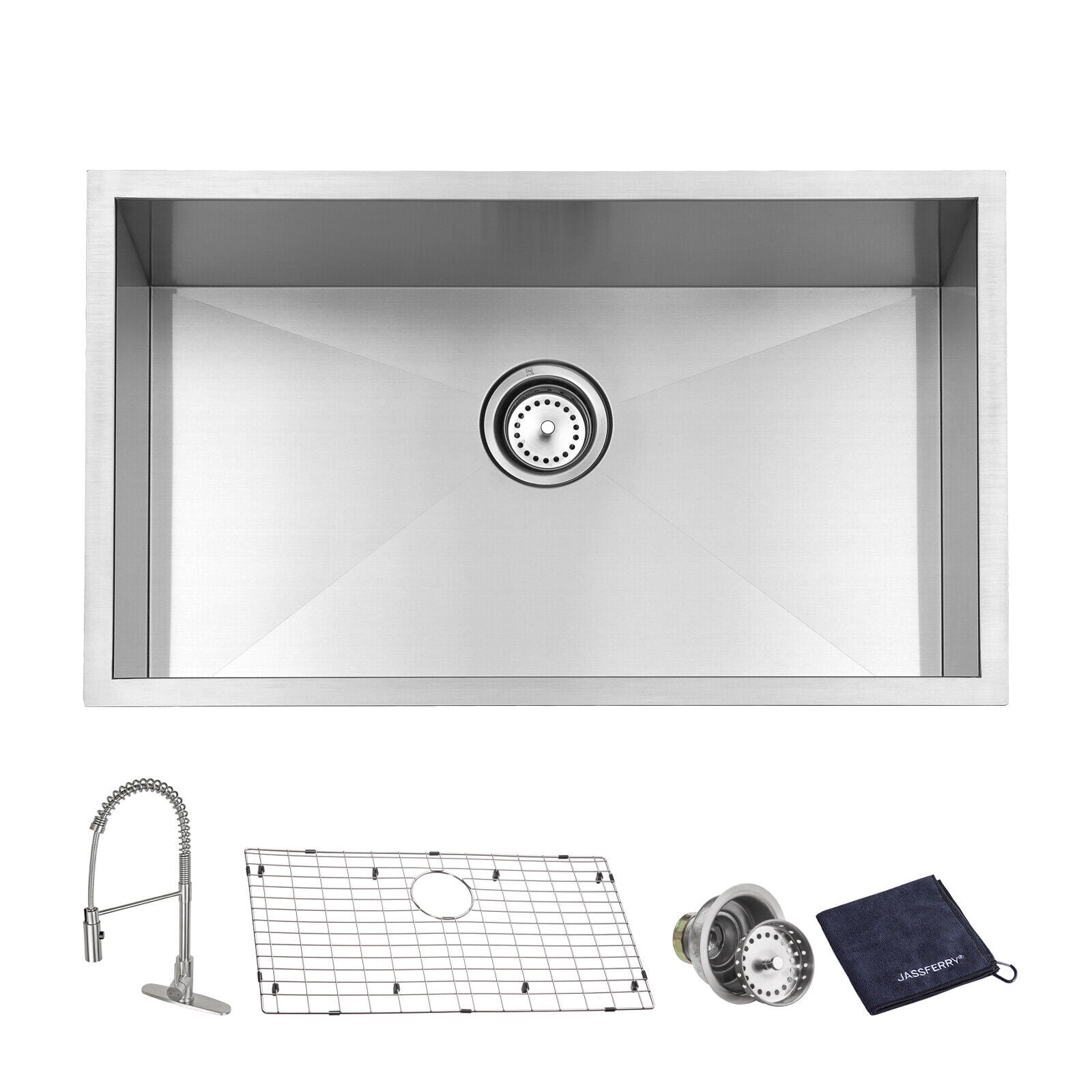 30-Inch Stainless Steel Single Bowl Undermount Kitchen Sink with Faucet
