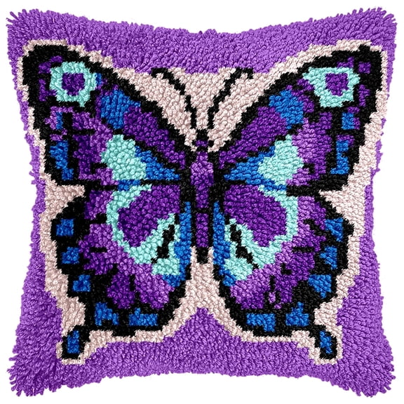 Magic Purple Latch Hook Kits for Adults Beginners Hooked Cushion for Home Sofa Decoration 17x17 Inch