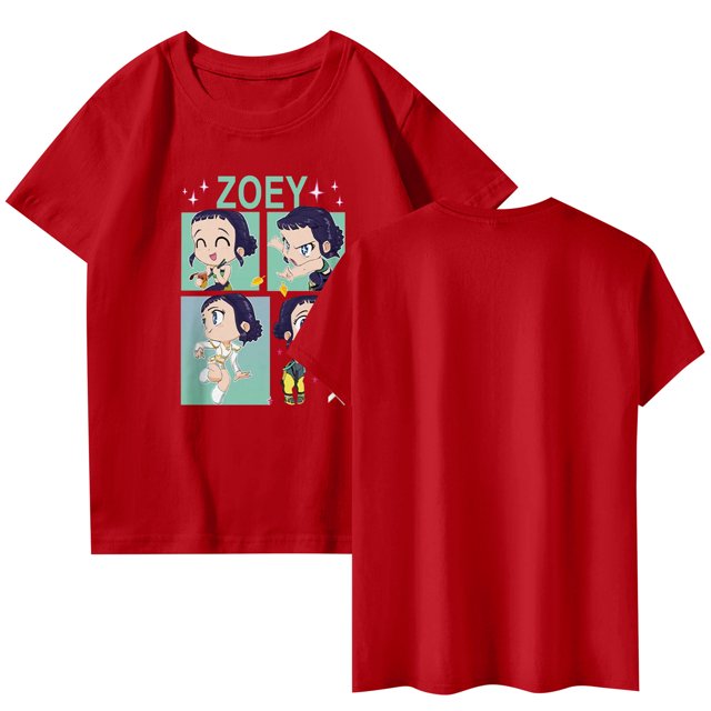 Pop cazadora para niña Demon Hunters Graphic Round-Neck Short Sleeve T Shirt For Kids Youth Fashion Tee With Cartoon Print Design Soft Blend Top For Children (Red)