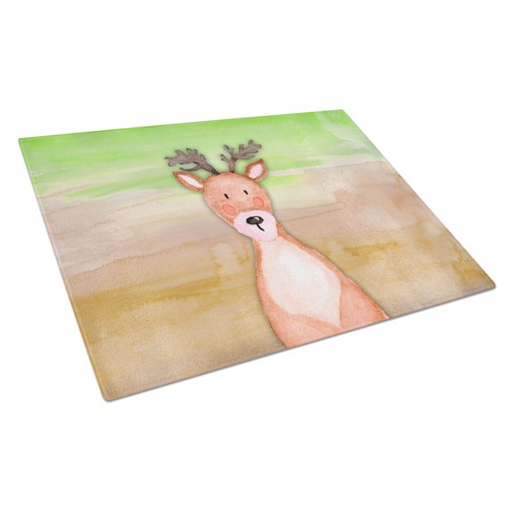 Deer Watercolor Glass Cutting Board Large