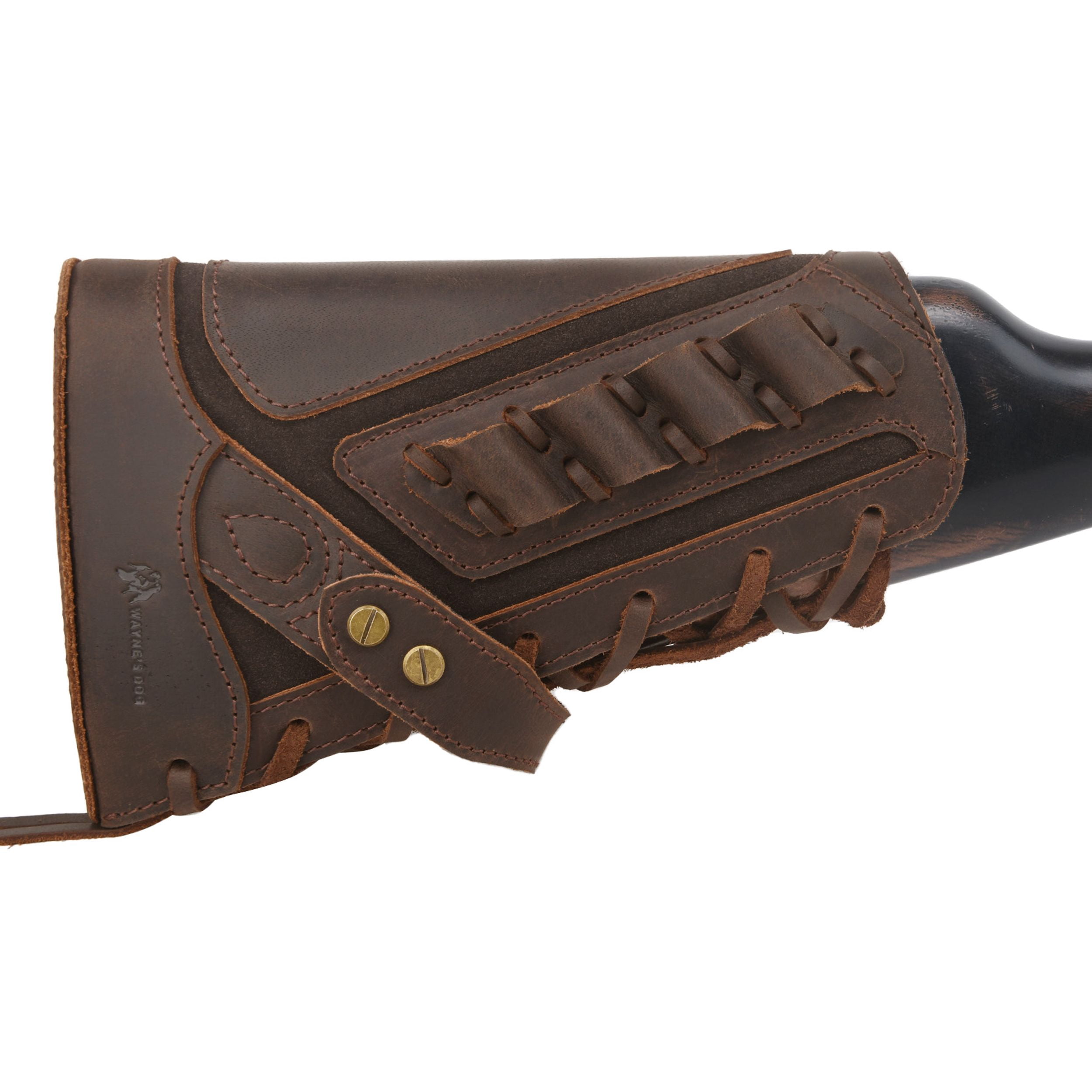 WAYNE'S DOG No-Drill Leather Rifle Buttstock Gun Cheek Rest for .308 .30-06 .45-70 .44MAG