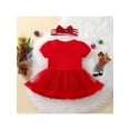 thumbnail image 3 of Bagilaanoe Newborn Baby Girl Christmas Romper Dress Letters Snowflake Print Short Sleeve A-line Princess Dresses + Headband 6M 12M 18M 24M Infant Patchwork Tulle Skirt, 3 of 9