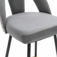 thumbnail image 5 of 28" Counter Height Bar Stools Set of 2, Modern Velvet Barstools with Nailheads, Upholstered Bar Chairs Counter Stools with Gold Tipped Black Metal Legs for Kitchen Island Pub Living Room, Gray, 5 of 8
