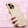 thumbnail image 6 of Electroplated Sparkle Case for iPhone 15 Pro, Shining Glitter Metal Frame Shockproof Slim Cover with CD Pattern Lens Protection Circle for iPhone 15 Pro Women Girls,Pink, 6 of 7