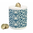 thumbnail image 1 of Abstract Piggy Bank, Ornamental Floral Pattern Antique Damask Flowers Curvy Repeating Tile Design, Ceramic Coin Bank Money Box for Cash Saving, 3.6" X 3.2", Blue White, by Ambesonne, 1 of 4