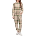 thumbnail image 4 of Men Women Hoodie + Pants Suit 2 Pcs Plaid Pattern Green And Pink. Sportwear Mens Tracksuit Set Clothing, 4 of 6