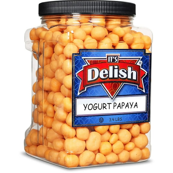 Yogurt Covered Dried Papaya Dices by It's Delish, 3 LBS Jumbo Container  Kosher Dairy-Free Jumbo Yogurt Covered Fruit for Vegan Snacking  Dried Diced Papaya Coated in Yogurt-Flavored Shell Snack...