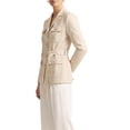 thumbnail image 4 of INSPIRE CHIC Women's Single Breasted Blazer Notched Lapel Long Sleeves Work Business Suit Jacket with Belt Small Apricot, 4 of 6