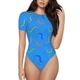 thumbnail image 2 of Uemuo Colorful Snake Pattern Women's One Piece Short Sleeve Swimsuit Rash Guard Surfing Modest Quick-drying Swimsuit Beach Essentials-XX-Large, 2 of 9