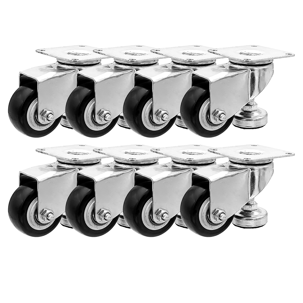 FactorDuty 8 Pack Leveling Caster Wheels 2 Inches Durable Heavy Duty Casters Swivel Black