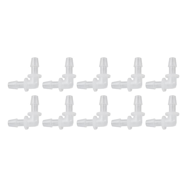 10 piezas de codo de manguera de 90 grados, adaptador de conector en forma de L, diámetro igual, accesorios de plástico de 6,4 mm